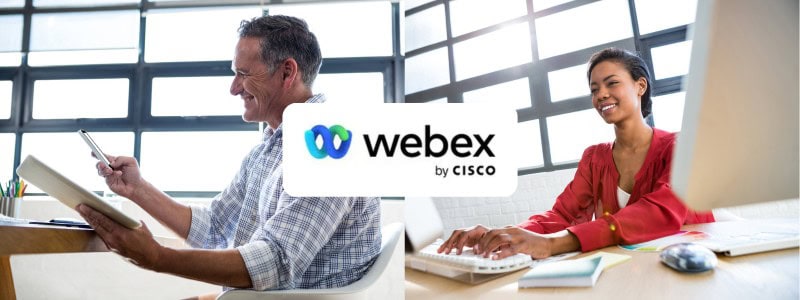 WebEx Suite by Cisco image of remote workers communicating