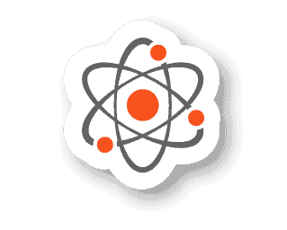 An atomic symbol representing cybersecurity on a white background.