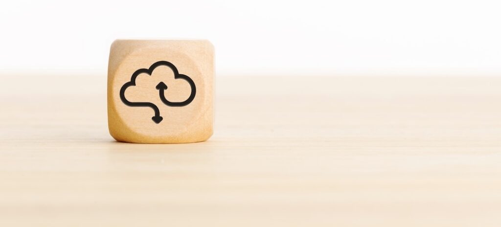 cloud strategy consulting icon on a wooden blog